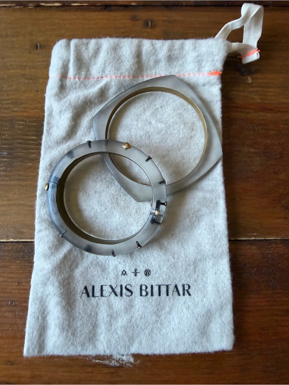 NWOT (2) Alexis Bittar Smoky Grey Bangles - Picture 2 of 9